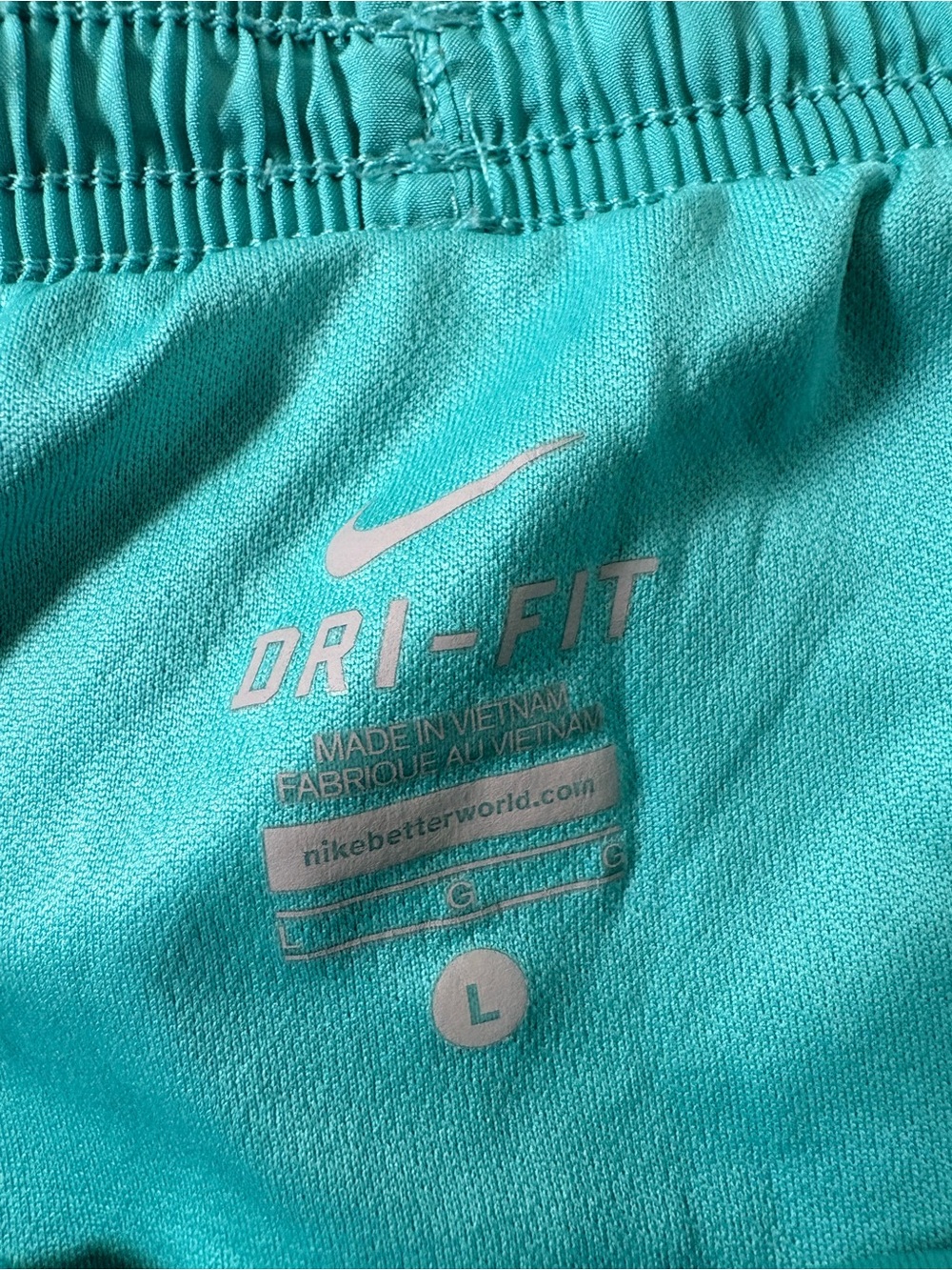 Nike Women's Teal Athletic Shorts with White Trim - Picture 3 of 4